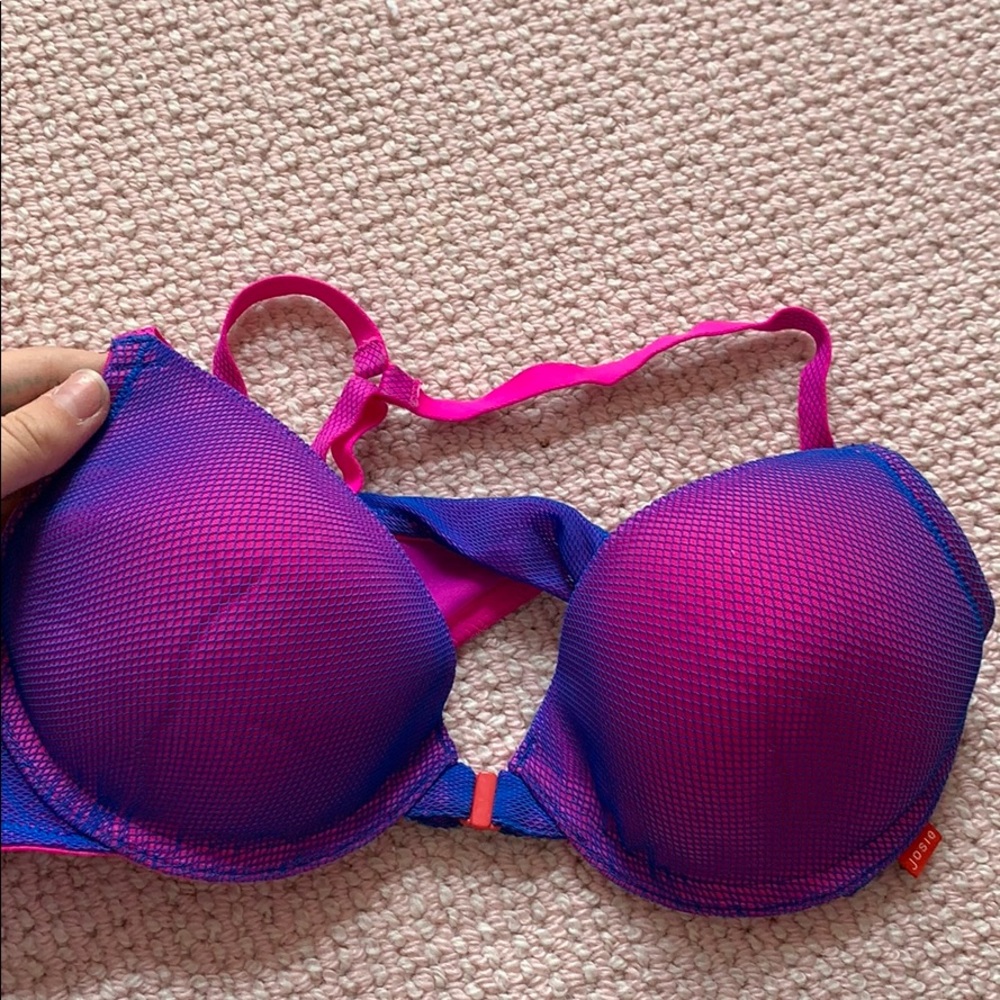 Pink Blue Fishnet Bra